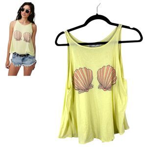 Wildfox Yellow Pink Shell Sleeveless Tank Top Size Medium